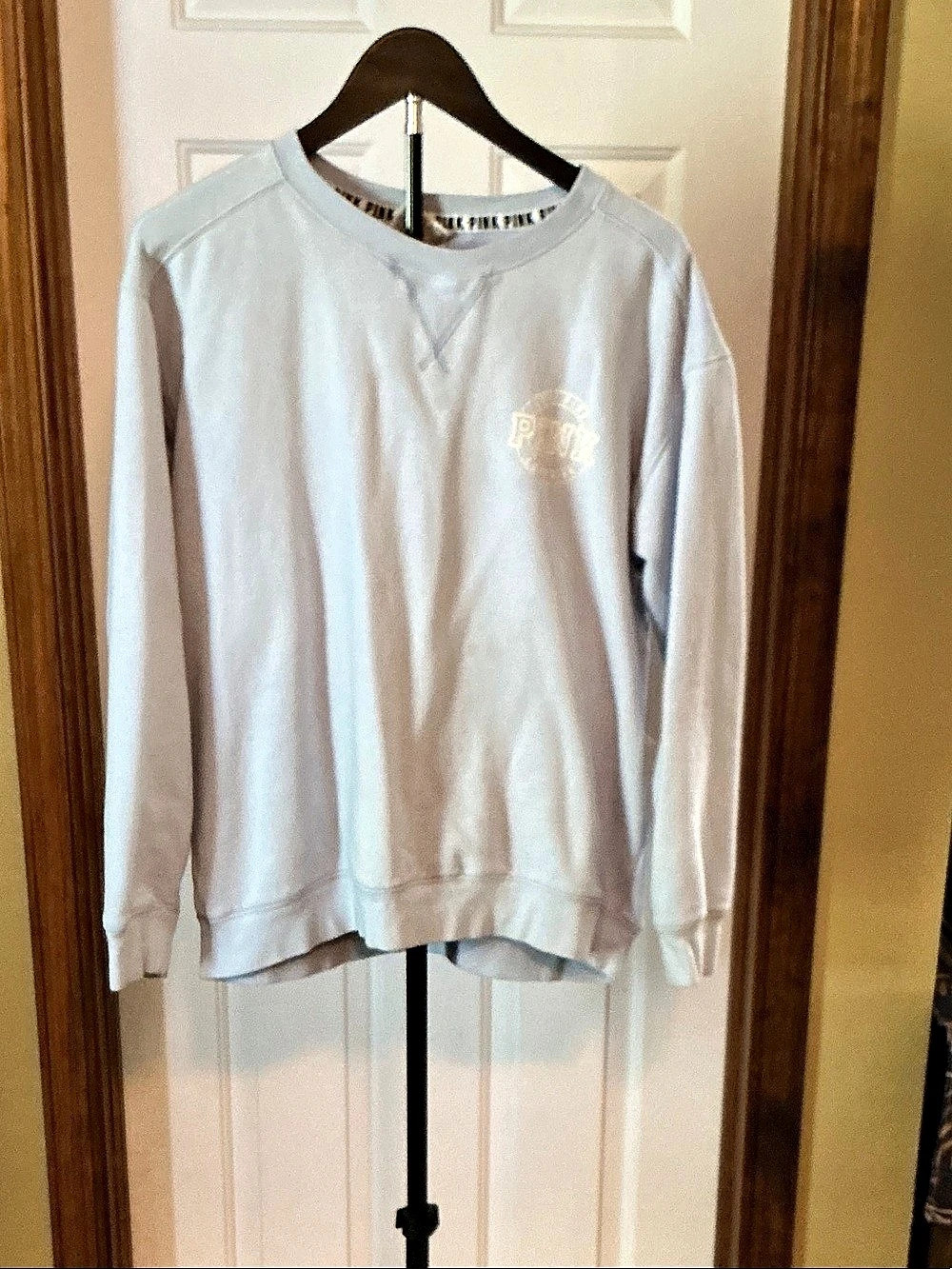 PINK Logo Crewneck Sweatshirt Blue Medium